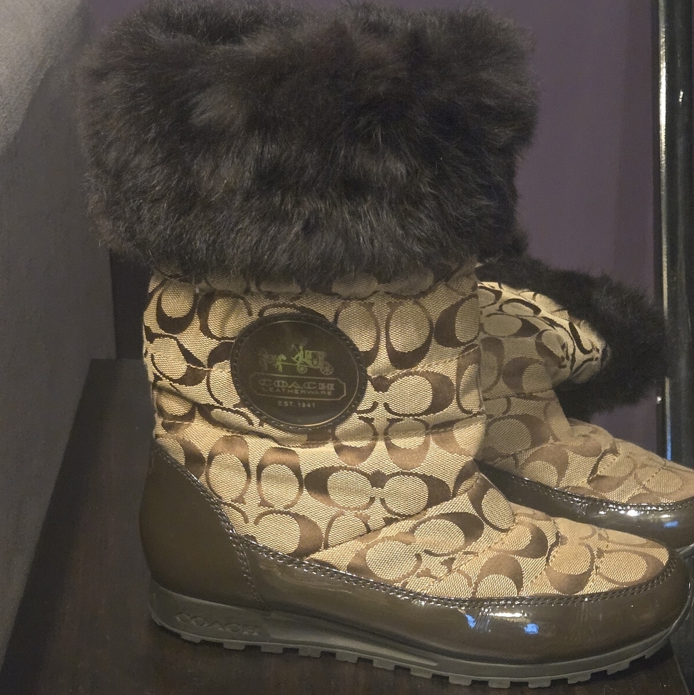 Coach Brown and Black Winter Boots